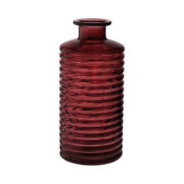 Botella decorativa de cristal STUART con ranuras, rojo-marrón-transparente, 31cm, Ø14,5cm