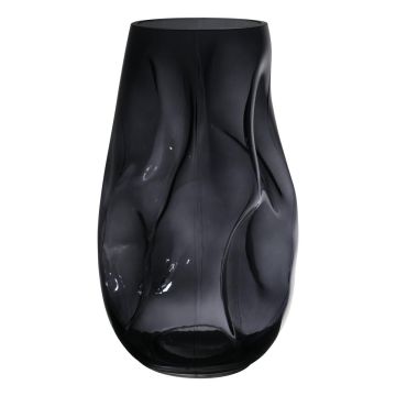 Florero de cristal sin forma MADALENA con abolladuras, gris-transparente, 28cm, Ø14,5cm