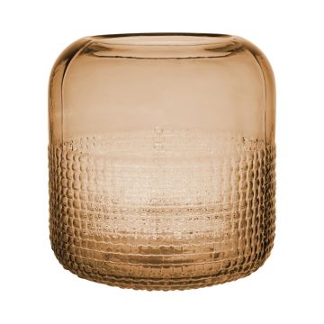 Florero de cristal PABLITO con dibujo debajo, naranja-marrón-transparente, 18cm, Ø17cm Florero de cristal PABLITO con dibujo debajo, naranja-marrón-transparente, 18cm, Ø17cm