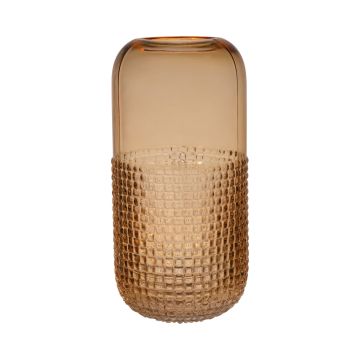 Florero de cristal PABLITO con dibujo debajo, naranja-marrón-transparente, 25cm, Ø12,5cm