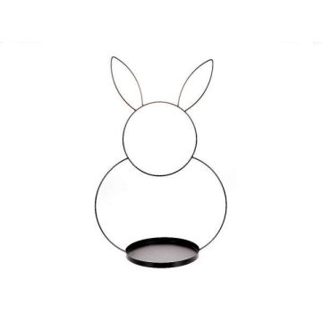 Anillo metálico con forma de conejo FLIPPY con bandeja como base, negro, 65cm, Ø43cm Anillo metálico con forma de conejo FLIPPY con bandeja como base, negro, 65cm, Ø43cm