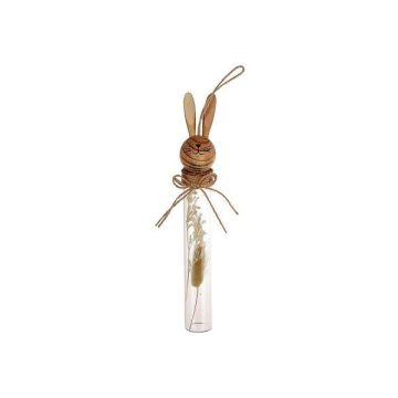Colgador decorativo de tubitos de cristal NARNIKA con cabeza de conejo y flores secas, decoración de Pascua, blanco y marrón, 5 x 3,5 x 25 cm Colgador decorativo de tubitos de cristal NARNIKA con cabeza de conejo y flores secas, decoración de Pascua, blanco y marrón, 5 x 3,5 x 25 cm