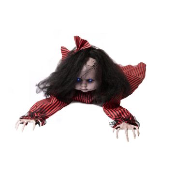 Muñeca zombi de Halloween LILLIBET, que se arrastra, con voz, LED, 110x35x25cm Muñeca zombi de Halloween LILLIBET, que se arrastra, con voz, LED, 110x35x25cm