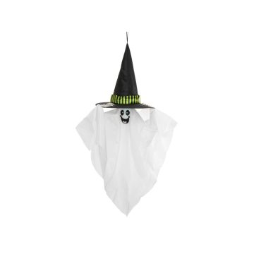 Fantasma de Halloween con sombrero de bruja KASSANDRE, con función de movimiento y sonido, LED, 60 x 35 x 110 cm Fantasma de Halloween con sombrero de bruja KASSANDRE, con función de movimiento y sonido, LED, 60 x 35 x 110 cm
