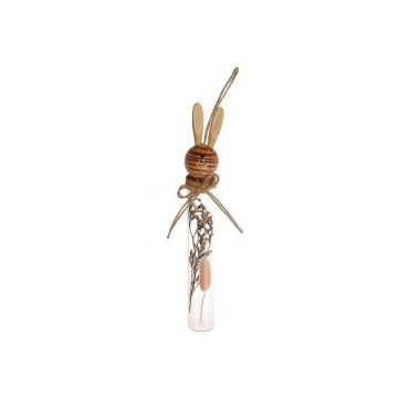 Colgador decorativo de tubitos de cristal NARNIKA con cabeza de conejo y flores secas, decoración de Pascua, rosa y marrón, 5 x 3,5 x 25 cm Colgador decorativo de tubitos de cristal NARNIKA con cabeza de conejo y flores secas, decoración de Pascua, rosa y marrón, 5 x 3,5 x 25 cm
