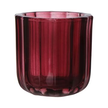Portacandelitas grande KENSIE, ranuras anchas, rojo-marrón-transparente, 9,4cm, Ø9cm