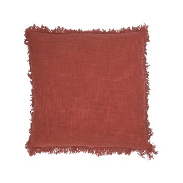 Cojín de sofá AHMED, flecos pequeños, óxido, 45x45cm