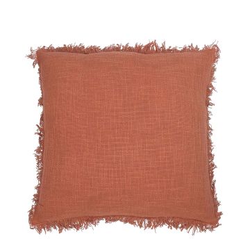Cojín de sofá AHMED, flecos pequeños, rosa, 45x45cm