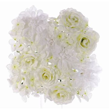 Composición decorativa de peonía, dahlia y hortensia, alfombra EVOLET, blanca, 25 x 25 cm Composición decorativa de peonía, dahlia y hortensia, alfombra EVOLET, blanca, 25 x 25 cm