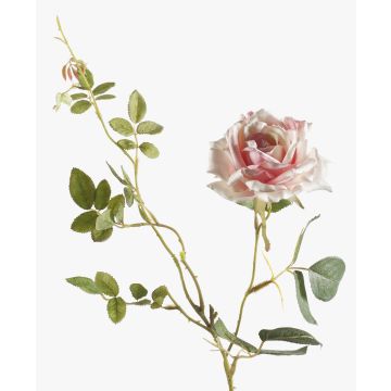 Rama de rosa artificial BEATA, rosa-blanco, 75cm