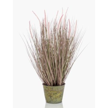 Césped artificial pennisetum OVIDIO, panículas, maceta de zinc, rosa-verde, 60cm Césped artificial pennisetum OVIDIO, panículas, maceta de zinc, rosa-verde, 60cm