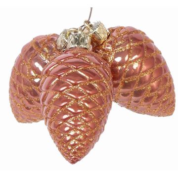 Piñas para decoración del árbol de Navidad ZENTA, 3 piezas, cobre, 11 cm