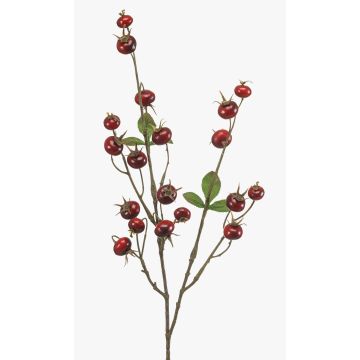 Rama artificial de rosa de patata BREVON con escaramujos, roja, 80 cm Rama artificial de rosa de patata BREVON con escaramujos, roja, 80 cm