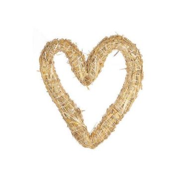 Corona de paja con forma de corazón PRESTON, color natural, 4 cm, Ø 25 cm