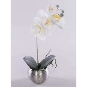 Orquídea Phalaenopsis de tela KAREN, maceta decorativa, efecto escarchado, blanca, 35 cm Orquídea Phalaenopsis de tela KAREN, maceta decorativa, efecto escarchado, blanca, 35 cm