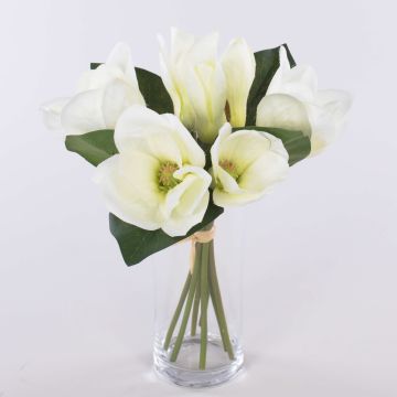 Ramo de magnolias de tela KAYLE, blanco crema, 30 cm, Ø 25 cm