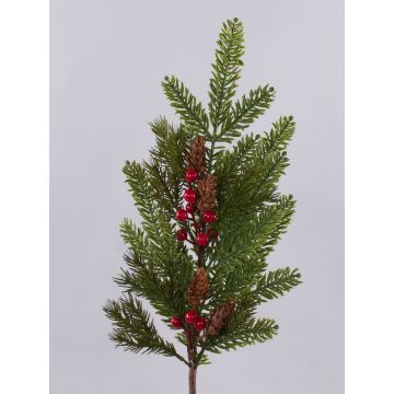 Rama artificial VARDALIA, abeto, bayas, piñas, rojo y verde, 75 cm