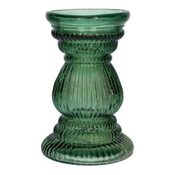 Jarrón de cristal ELEONORE con estrías, reciclado, verde transparente, 20 cm, Ø 12,5 cm Jarrón de cristal ELEONORE con estrías, reciclado, verde transparente, 20 cm, Ø 12,5 cm