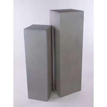 Columna para plantas con base cuadrada LIMBORO, 2 unidades, fibra de vidrio, color arena, 28x28x100cm, 35x35x120cm Columna para plantas con base cuadrada LIMBORO, 2 unidades, fibra de vidrio, color arena, 28x28x100cm, 35x35x120cm