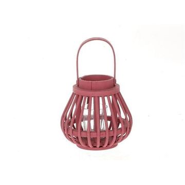 Linterna de madera CHARITHRA con asa, inserto de cristal, color baya, 15 cm, Ø 15,5 cm Linterna de madera CHARITHRA con asa, inserto de cristal, color baya, 15 cm, Ø 15,5 cm