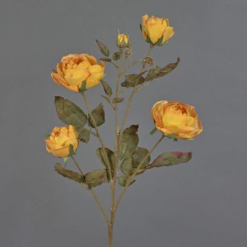 Rama de rosa artificial SITARA, aspecto seco, naranja-amarillo, 75 cm, Ø 5-8 cm