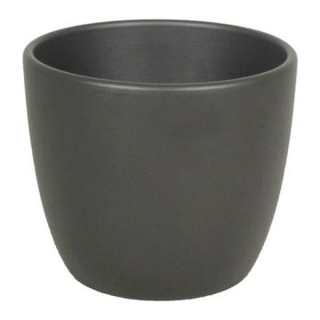 Macetero grande TEHERAN BASAR, cerámica, gris antracita-mate, 27cm, Ø32cm