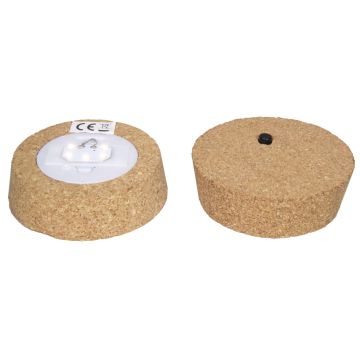 Tapa de corcho ROYA con LEDs, beige, 3,2cm, Ø10,5cm