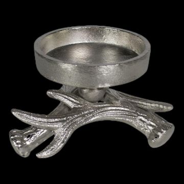 Portavelas LIBUSCHA con forma de cuerno, de aluminio, plateado, 8cm, Ø14cm Portavelas LIBUSCHA con forma de cuerno, de aluminio, plateado, 8cm, Ø14cm