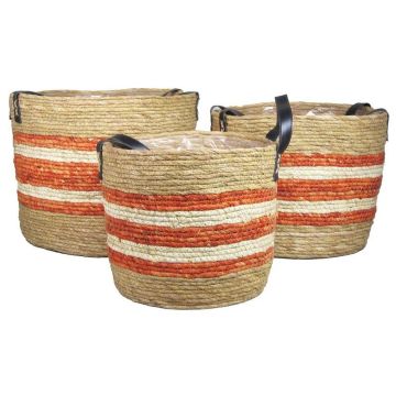 Cesta para macetas ANJULICA, 3 piezas, naranja-beige, 24-32cm, Ø28-36cm