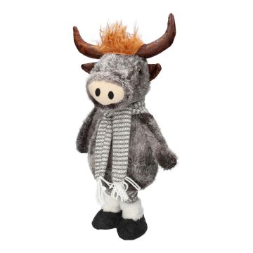 Toro decorativo de peluche STADEN, de pie, gris, 20 x 13 x 46 cm