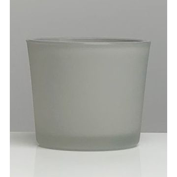 Macetero de cristal ALENA FROST, gris mate, 11cm, Ø11,5cm