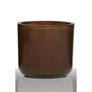 Vaso para velas NICK de cristal, marrón chocolate, 13cm, Ø14cm Vaso para velas NICK de cristal, marrón chocolate, 13cm, Ø14cm