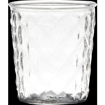 Vaso para velas IRYNA con diseño de rombos, transparente, 15cm, Ø13,5cm Vaso para velas IRYNA con diseño de rombos, transparente, 15cm, Ø13,5cm