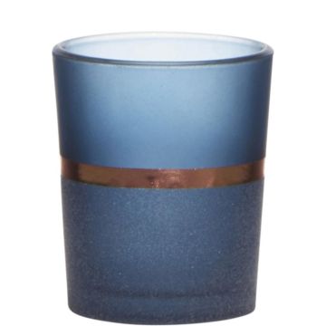 Portavelas DUSTEN, rayas decorativas, azul-mate, 6,5cm, Ø5,5cm Portavelas DUSTEN, rayas decorativas, azul-mate, 6,5cm, Ø5,5cm