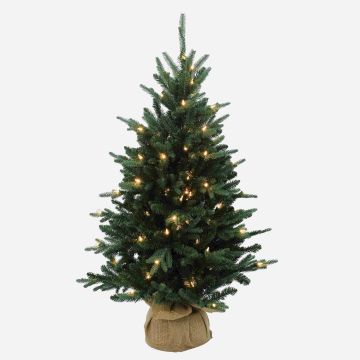 Árbol de Navidad artificial de yute HANKO, con luces LED, saco, 60cm, Ø40cm