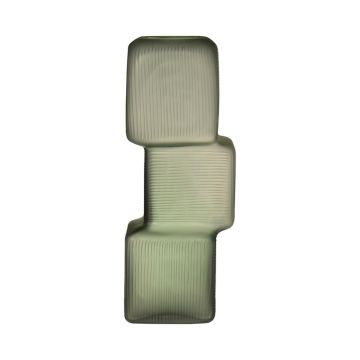 Florero RAELYN, vidrio, aspecto de tetris, verde, 31cm, Ø12cm