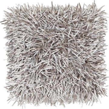 Cojín de sofá DAKIRA, gris claro, flecos largos, 45x45cm