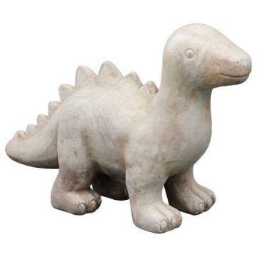 Figura de animal Dino Stegosaurus AMORIA, de terracota, hecha a mano, patinada, color beige, 36x13x25cm Figura de animal Dino Stegosaurus AMORIA, de terracota, hecha a mano, patinada, color beige, 36x13x25cm