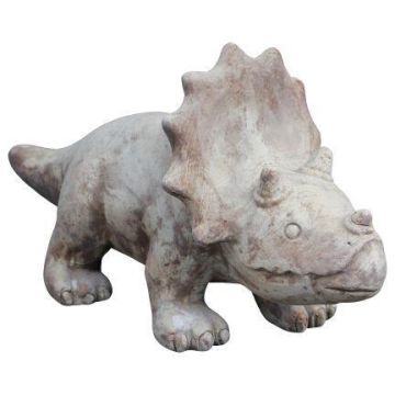 Figura de dinosaurio Triceratops AMORIA de terracota, hecha a mano, patinada, beige, 38x16x21cm Figura de dinosaurio Triceratops AMORIA de terracota, hecha a mano, patinada, beige, 38x16x21cm