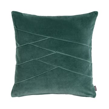 Cojín de terciopelo NOELANI, puntadas decorativas diagonales, verde-azul, 45x45cm