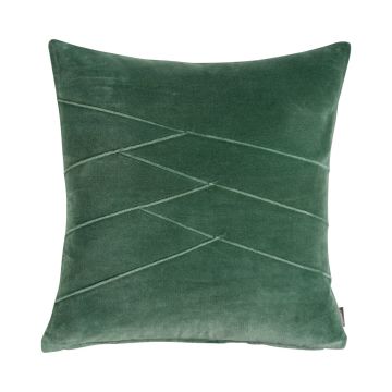 Acogedor cojín de terciopelo NOELANI, puntadas decorativas en ángulo, verde oscuro, 45x45cm
