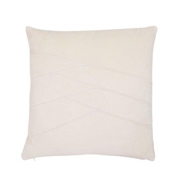 Acogedor cojín de terciopelo NOELANI, costura decorativa diagonal, crema, 45x45cm