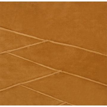 Cojín de terciopelo NOELANI, puntadas decorativas diagonales, amarillo mostaza, 45x45cm