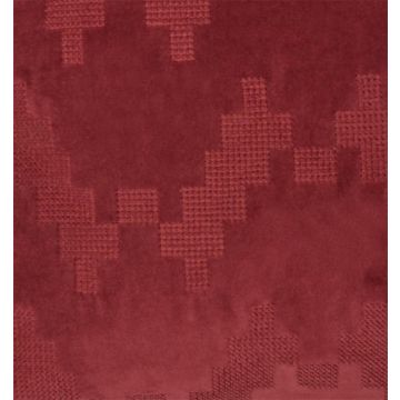 Cojín de terciopelo suave ANJALI, rojo burdeos, estructura en zigzag, 45x45cm
