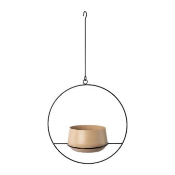Maceta colgante de metal QUINLEE, aro metálico, beige y negro, 36x18x70cm Maceta colgante de metal QUINLEE, aro metálico, beige y negro, 36x18x70cm