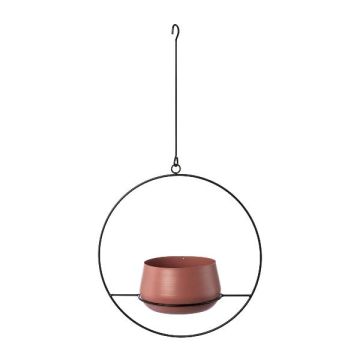 Maceta colgante de metal QUINLEE, aro metálico, color baya-negro, 36x18x70cm Maceta colgante de metal QUINLEE, aro metálico, color baya-negro, 36x18x70cm