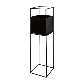 Maceta rectangular QUANDA con soporte metálico, negro, 25x25x100cm Maceta rectangular QUANDA con soporte metálico, negro, 25x25x100cm