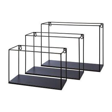 Estantería de pared industrial de metal QUIANA, 3 unidades, negro, 30x13x20cm, 34x13x25cm, 40x13x30cm Estantería de pared industrial de metal QUIANA, 3 unidades, negro, 30x13x20cm, 34x13x25cm, 40x13x30cm