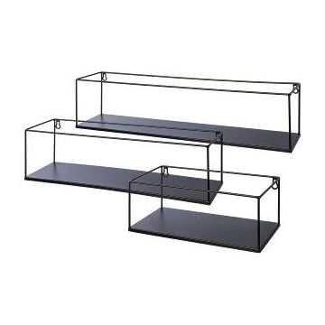 Estantería de pared industrial de metal QUIANA, 3 unidades, negro, 32x15x13cm, 50x15x14cm, 65x15x16cm Estantería de pared industrial de metal QUIANA, 3 unidades, negro, 32x15x13cm, 50x15x14cm, 65x15x16cm