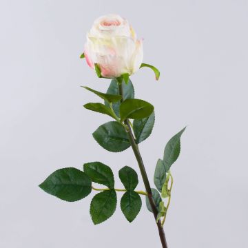 Rosa artificial SUNJIK, blanco-rosa, 75 cm, Ø 7 cm